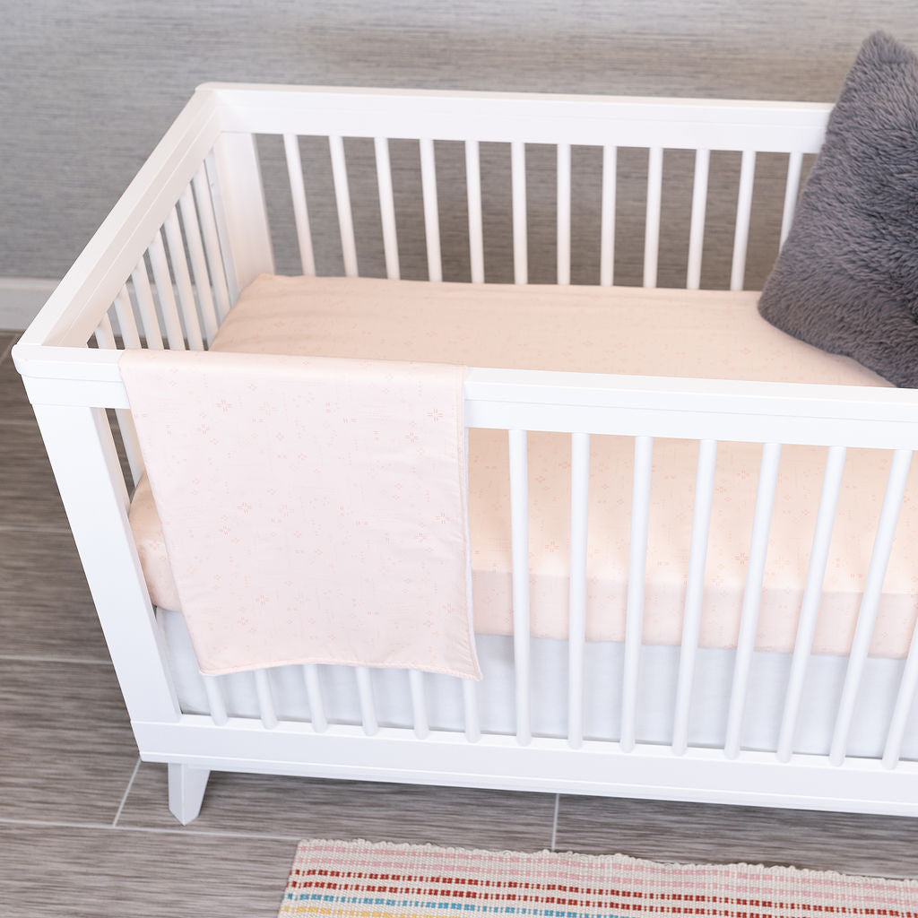 Sunday Stroll - Classic Nursery Bedding Set - Crossroads & Dashes in Pink - Olli+Lime